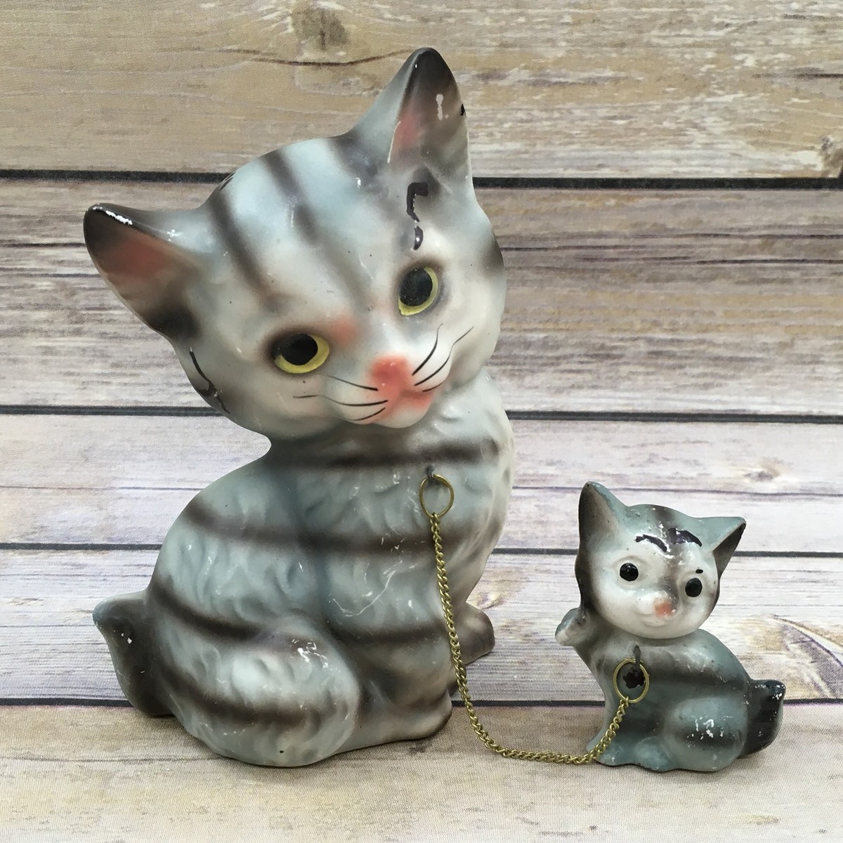 Vintage Japan Ceramic Gray Tabby Cat 6