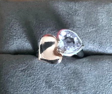 925 silver ring lilac stone & rose gold colour hearts O KN (Kirby Nez?)