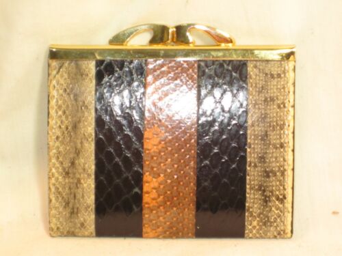vintage Spain coin purse mixed snakeskin leather mix tone wallet - 第 1/11 張圖片