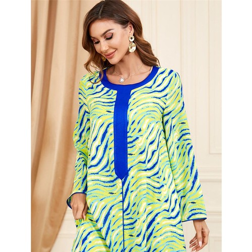 Muslim Floral Kaftan Islamic Women Maxi Dress Ramadan Dubai Caftan Moroccan Gown - Picture 147 of 216