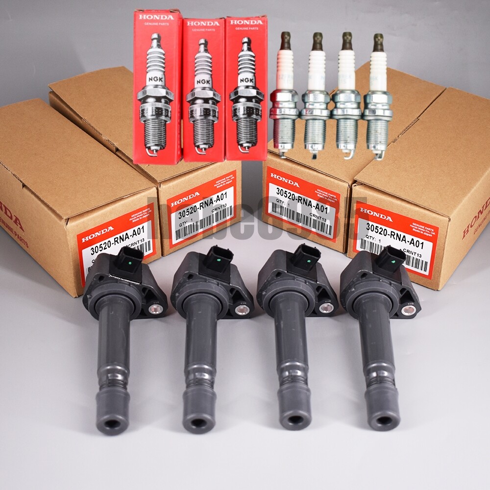 4 Pack OEM UF582 Ignition Coils  Spark Plugs For 2006-2011 Honda Civic 1.8L L4