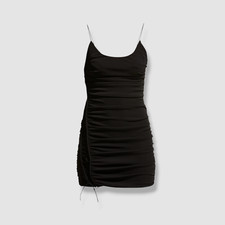 $330 Alice + Olivia Women's Black Siriana Ruched-Lace-Up Mini Dress Size 4