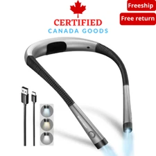 LED Neck Reading Light Book Light for Reading in Bed Bendable Arms, Rechargeable