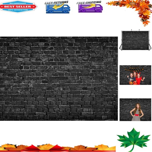 Vintage Black Brick Wall Photo Booth Studio Prop - 7x5FT Photography Background