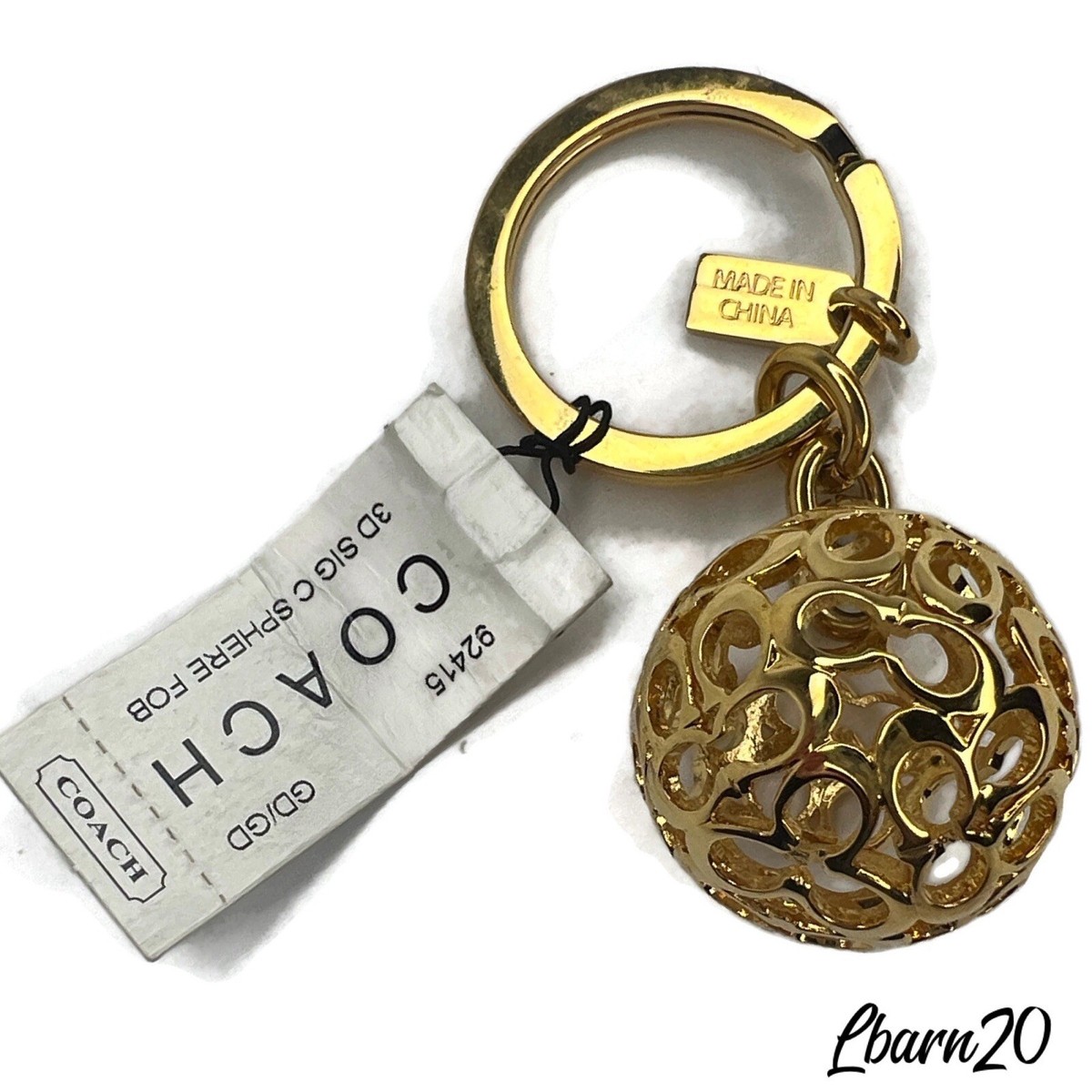 Coach 92415 3D Signature C Gold Sphere Keychain Fob NWT Vintage | eBay 