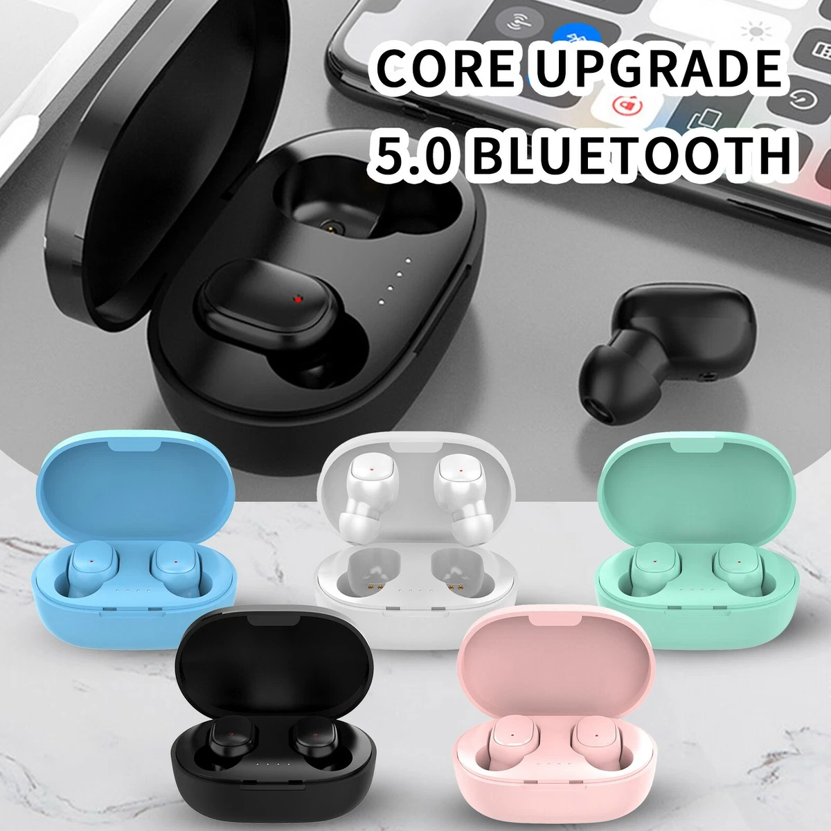 Bluetooth 5.0 Wireless Earphones Portable Charging Box Macaron Color Earphones