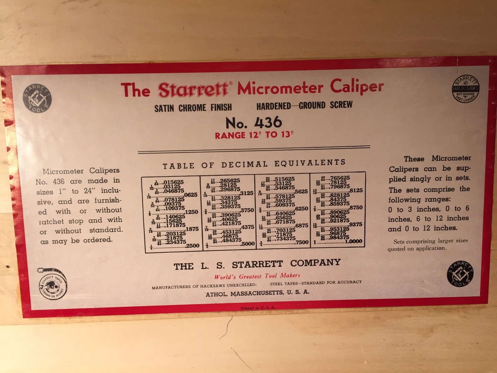 Vintage Starrett No. 436 Micrometer 12”13” Caliper eBay