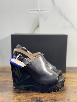 Paul Smith Sandale Frauen Keilabsätze Tulum Leder Schwarz Casual Luxury Frau