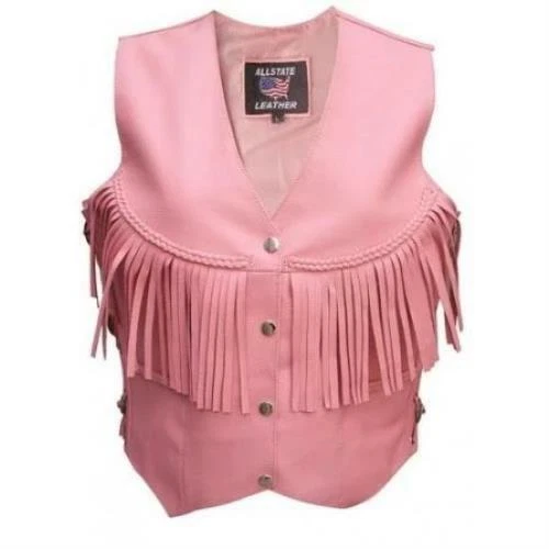 Pink fringe vest store
