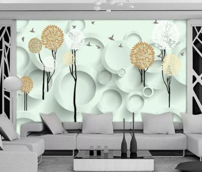 3D White Circle 12493NA Wallpaper Wall Mural Removable Self-adhesive Fay