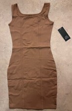 NWT ✅ Women’s Sleeveless Seamed Dress Bodycon - Brown (Camel) ✅ Size XXS (00)