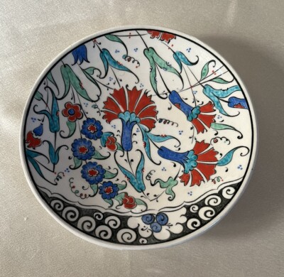 Turkish Iznik Plate 10  Tulip & Carnation Wall Hanging 7  Collectible