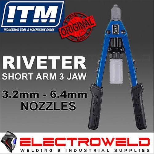 ITM 3 Jaw Riveter Short Arm Hand Pop Rivet Tool Nozzles 3.2mm 4mm 4.8 ...