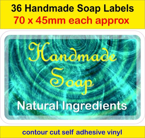 No4 étiquettes de fabrication de savon faites main x 36 autocollants adhésifs vinyle ingrédients naturels - Photo 1/3