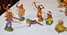 Vintage Lot of Hand Painted PLASTINOL AMERICAN/NATIVE Indians Made in Germany