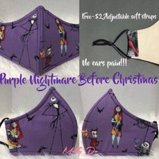 Unisex Purple Nightmare Before Christmas Face Mask