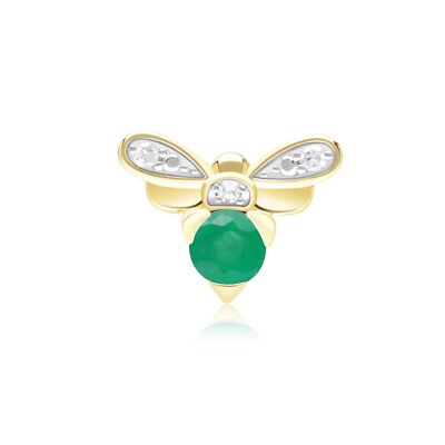 Von Waben inspirierte Smaragd und Diamant Biene Anstecknadel in 9 kt Gelbgold