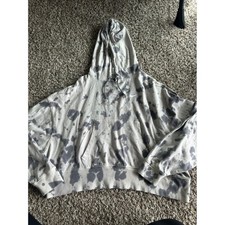 Nike Tie Dye Hoodie Pullover Sweatshirt Gray White Cropped Athleisure