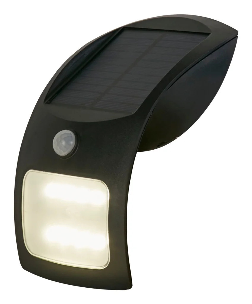 Outdoor Light Black Solar LED Wall IP44 1.8w 180lm Photocell & PIR Searchlight