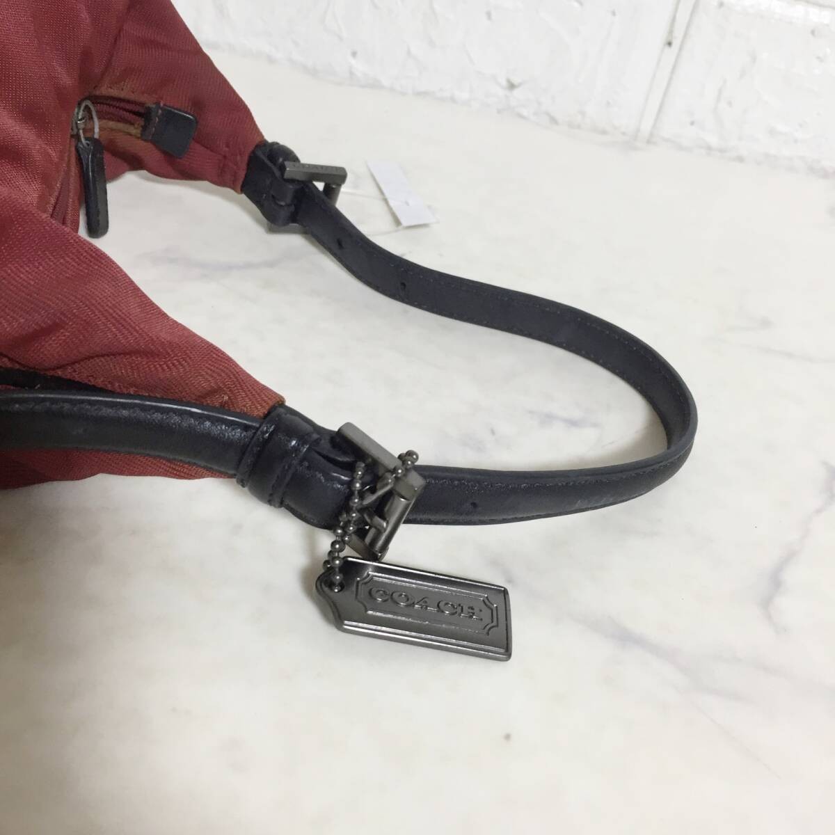 Coach leather nylon accessory pouch handbag used minor wear