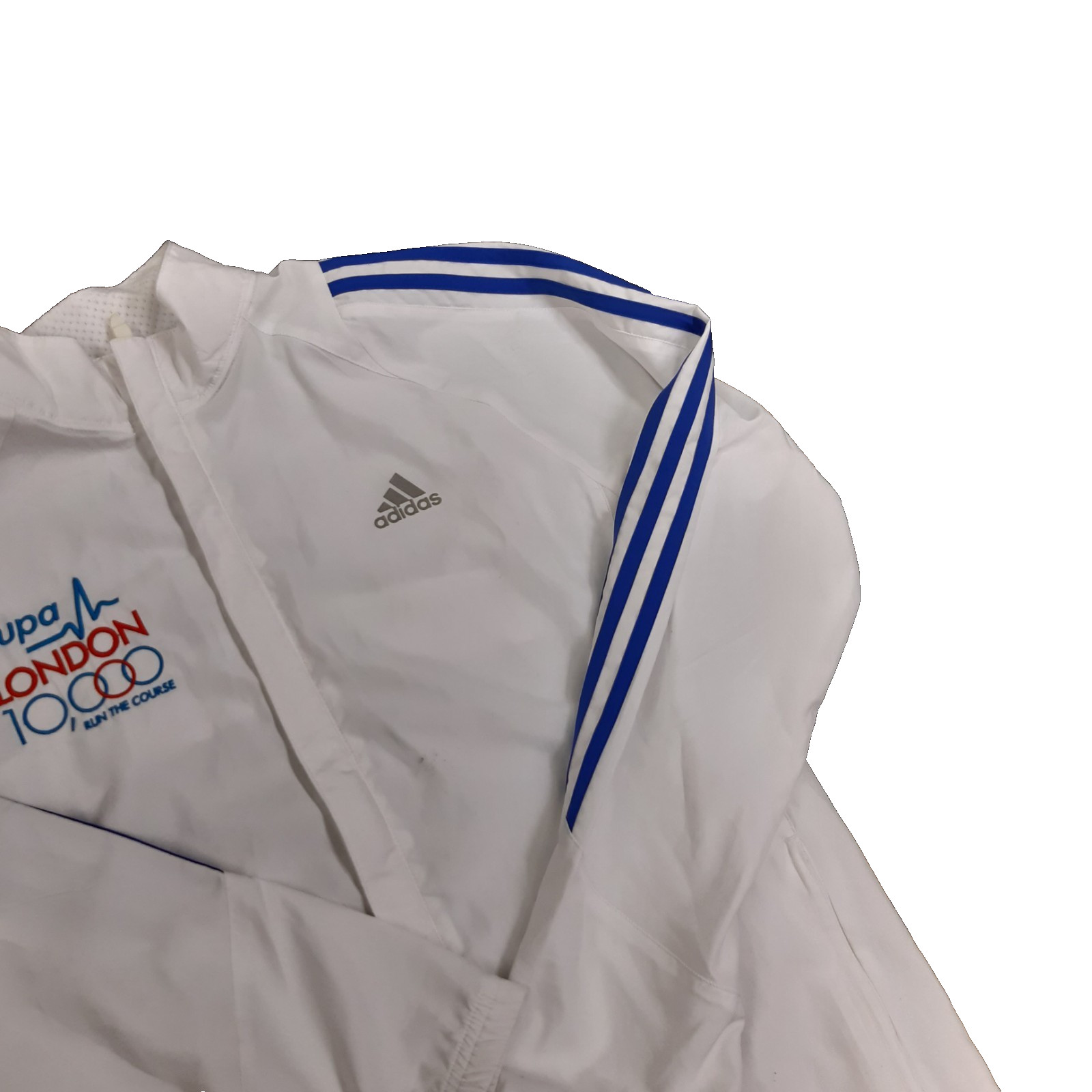 Adidas ClimaProof Bupa London 10000 Men’s Running Jacket White Blue Size M image 3