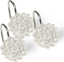 Rose Vine Shower Hooks Set - Curtain Rings with Unique Design - 12 Resin Hooks