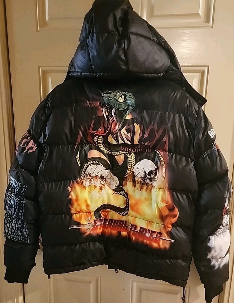 Rockstar Original MENS OUTERWEAR Black Nash Graphic Print Puffer