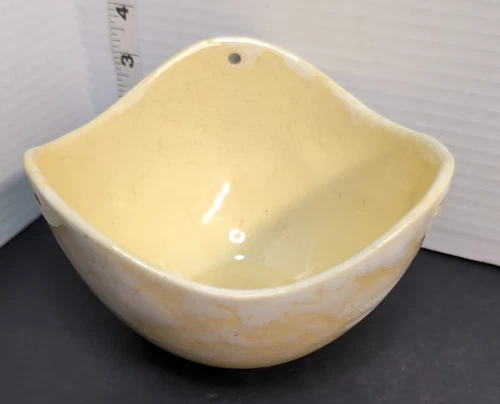 vintage MCM Hull pottery yellow hanging planter