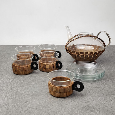 Schott & Gen Mainz Jenaer Glas Tee Set 11 teilig Teekanne Tassen Bauhaus