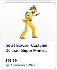 Nintendo Bowser Super Mario Brothers LG-XL Halloween Deluxe Adult Costume