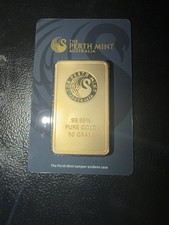 50 Gram Perth Mint Gold Bar (New w/ Assay) 4354.49 per troy oz