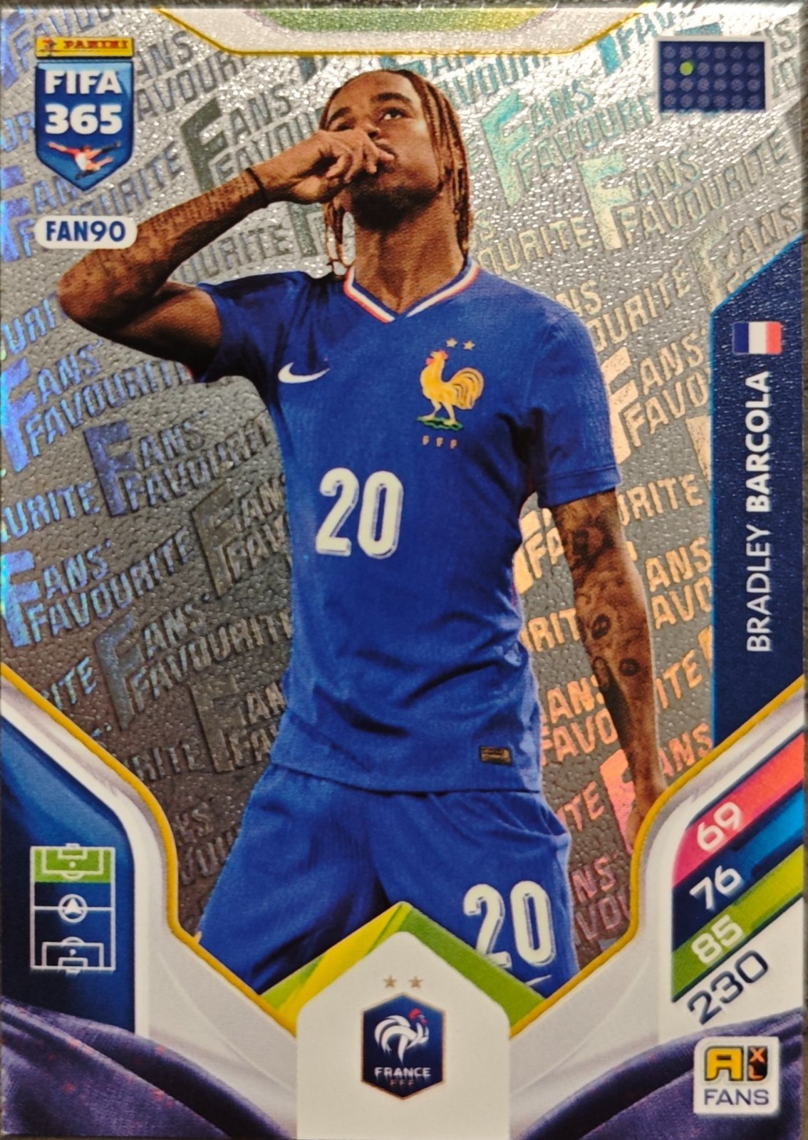 Bradley Barcola, FAN90, Fans Favorite, PANINI FIFA 365 2026, ADRENALYN XL