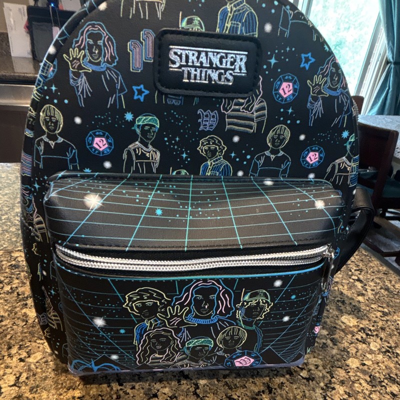 Stranger Things Black Backpack with Character Graphics TV Merchandise
