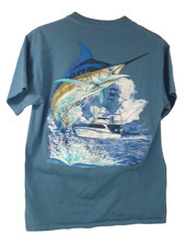 Guy Harvey Sportsfish Marlin Fishing Blue T Shirt Mens M