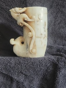 Chinese Ming Dynasty White Jade Chilong Cup