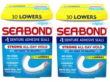 2 Pack - Sea Bond Secure Denture Adhesive Seals, Original, Lowers, 30 Count