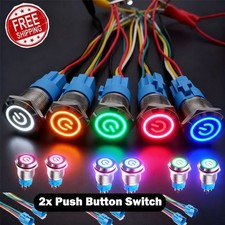 16mm/0.63'' Waterproof LATCH ON/OFF Stainless Steel Push Button Switch 12V LED