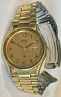 Seiko Mens Gold Tone Vintage Quartz Watch For Repair 5H23-7B79