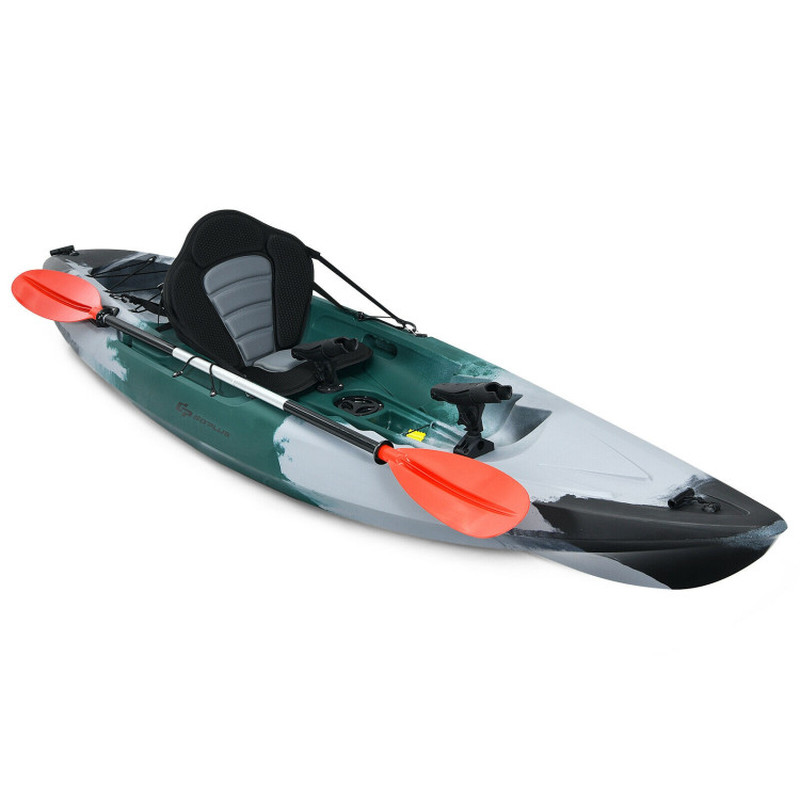 Boat With Fishing Rod Holders And Paddle