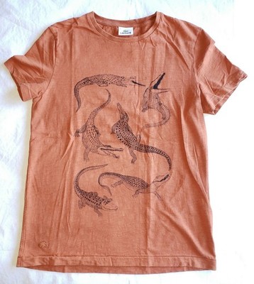 Lacoste Men's Faded Crocodile Print Graphic T-Shirt Rust Orange Color Size 4 (M)