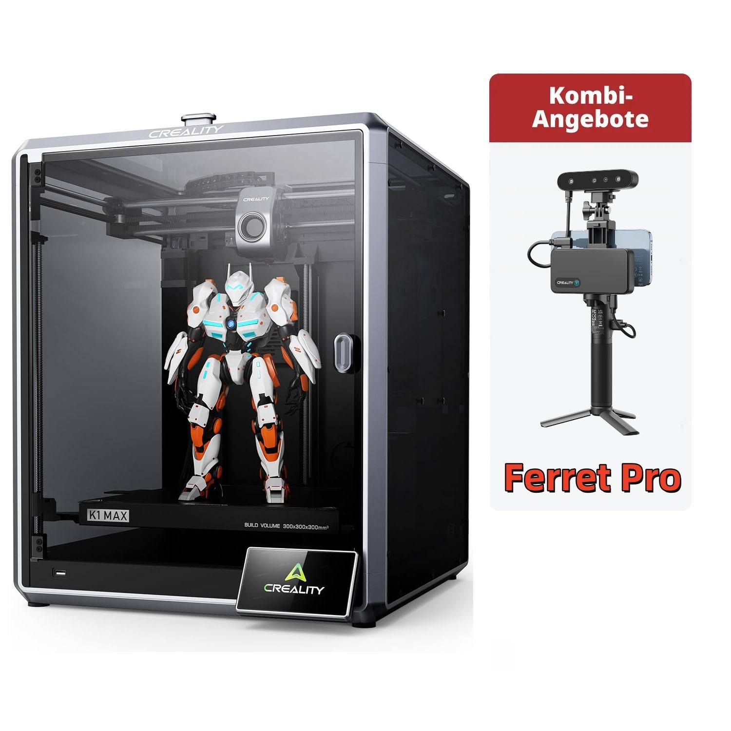 Creality K1 Max 3D Drucker 600mm/s Hochgeschwindigkeit mit CR-Scan Ferret Pro