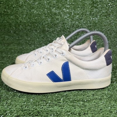 Veja Esplar SE Canvas Sneakers Shoes White / Blue Indigo Womens Size 7