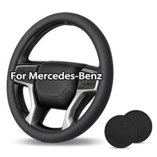 For Mercedes Benz Leather Steering Wheel Cover With Car Coasters Car Accessories For Mercedes Benz Leather Steering Wheel Cover With Car Coasters Car Accessories