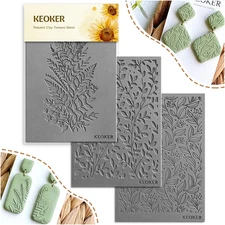 Polymer Clay Texture Sheets, Clay Texture Mat for Making Earrings Jewerly, Po...