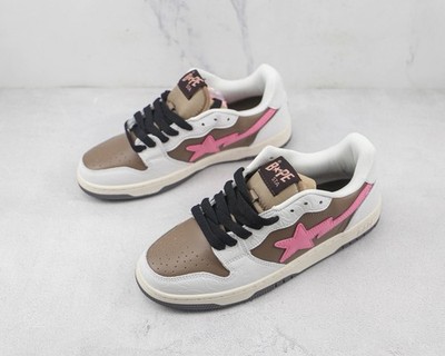 A Bathing Ape BAPE STA Men's Low Top Sneakers White/Brown/Pink