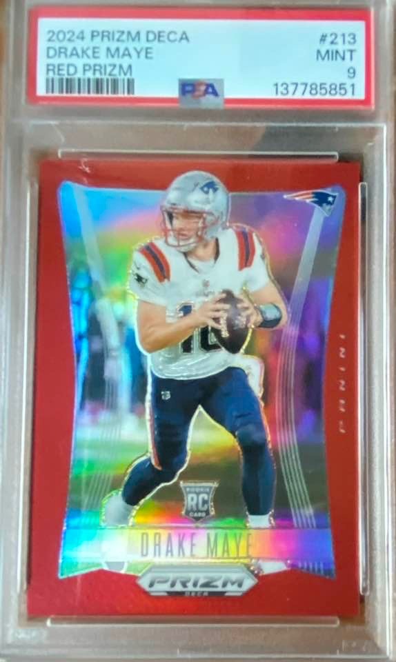 2024 Panini Prizm Deca Drake Maye #213 Red Prizm /199 PSA 9 (RC)