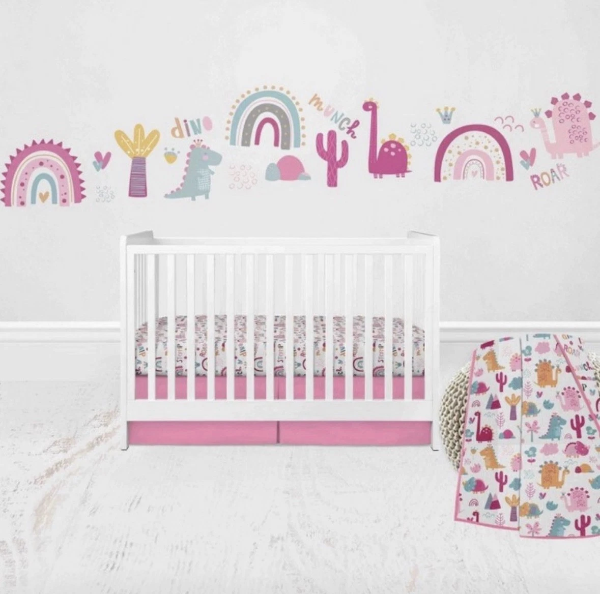 Bacati Pink Dinosaur Muslin 4 Piece Crib Nursery Set 2 Sheets Skirt And Blanket
Opens in a new windo