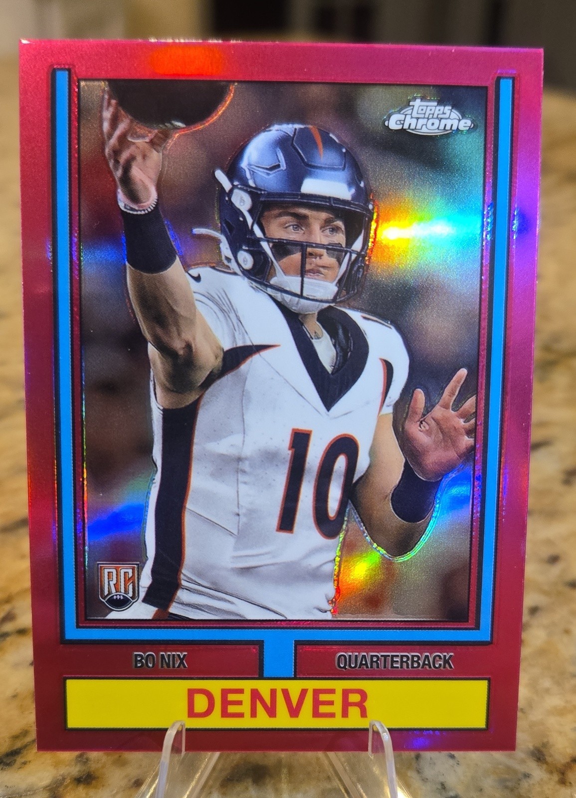 2024 Topps Chrome - 1974 Topps Football Bo Nix #74TF-4 Pink Refractor (RC)