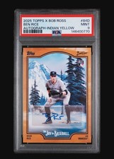 2025 Topps Bob Ross the Joy of Baseball Ben Rice Indian Yellow RC Auto /25 PSA 9