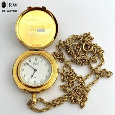 Used SEIKO 7320 0080 Pocket Watch Quartz Gold Color From Japan